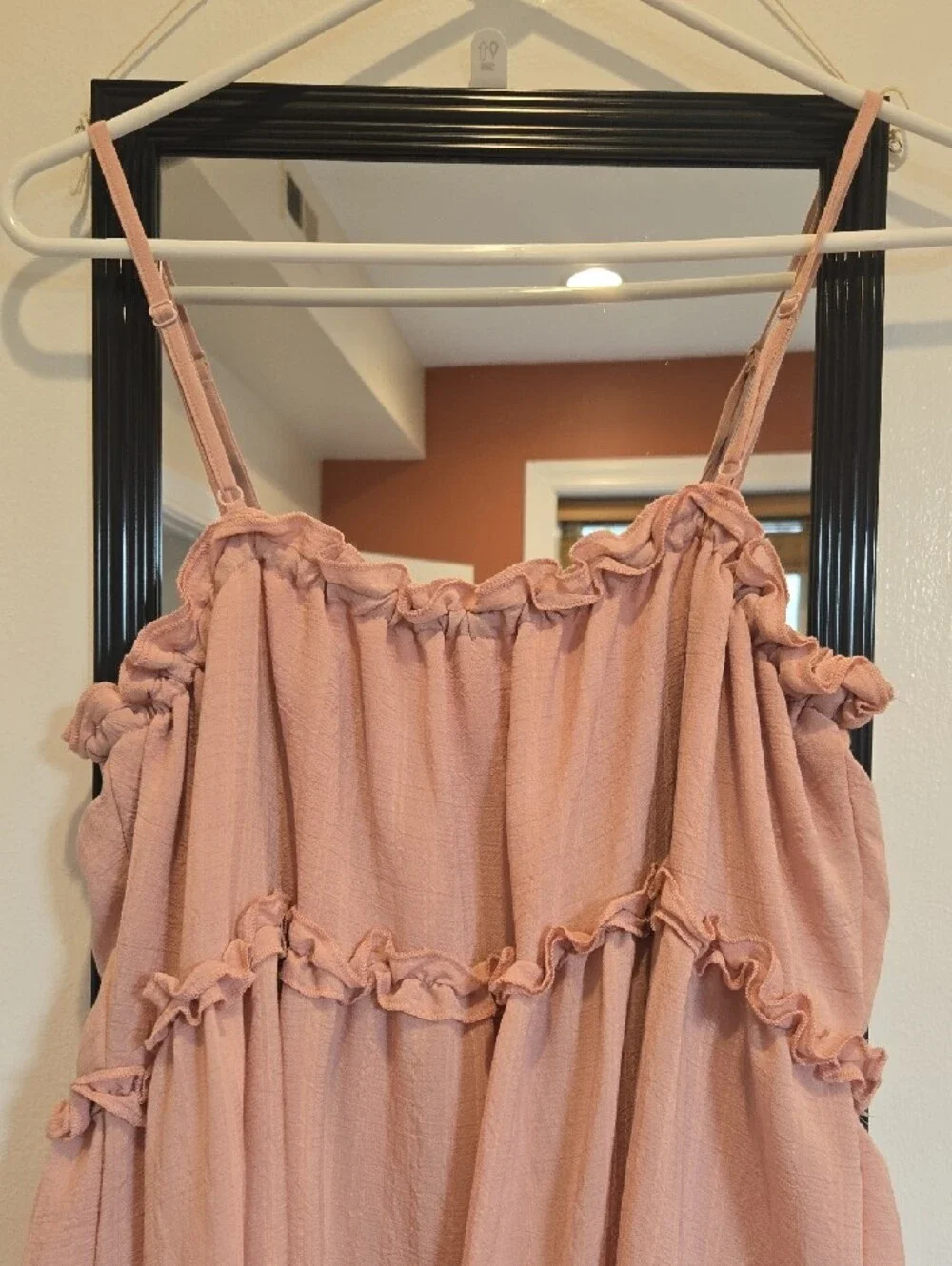 Pink Ruffle Tiered Spaghetti Strap Dress | NWOT